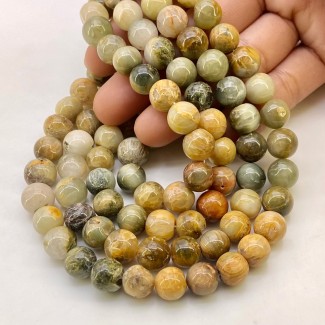 Cats Eye 9.5-10mm Smooth Round Shape A+ Grade Gemstone Beads Lot - Total 6 Strands of 12 Inch.