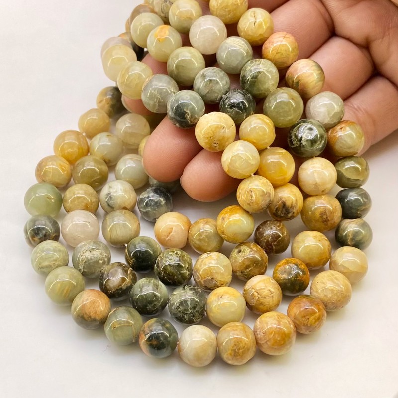 Cats Eye 9.5-10.5mm Smooth Round Shape A+ Grade Gemstone Beads Lot - Total 6 Strands of 12 Inch.