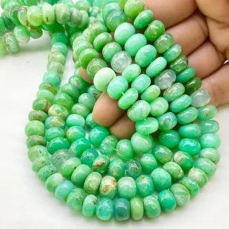 Chrysoprase 9-10.5mm Smooth Rondelle Shape A Grade Gemstone Beads Lot - Total 4 Strands of 18 Inch.