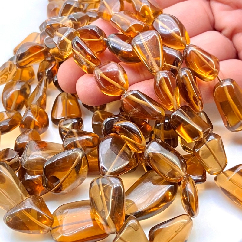 Beer Quartz 12-21mm Smooth Nugget Shape AAA Grade Gemstone Beads Strand - Total 1 Strand of 16 Inch.