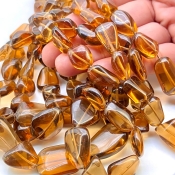 Beer Quartz 12-21mm Smooth Nugget Shape AAA Grade Gemstone Beads Strand - Total 1 Strand of 16 Inch.