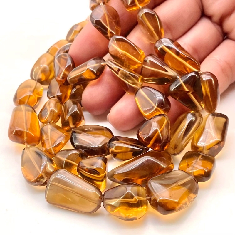 Beer Quartz 12-21mm Smooth Nugget Shape AAA Grade Gemstone Beads Strand - Total 1 Strand of 16 Inch.