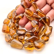 Beer Quartz 12-21mm Smooth Nugget Shape AAA Grade Gemstone Beads Strand - Total 1 Strand of 16 Inch.