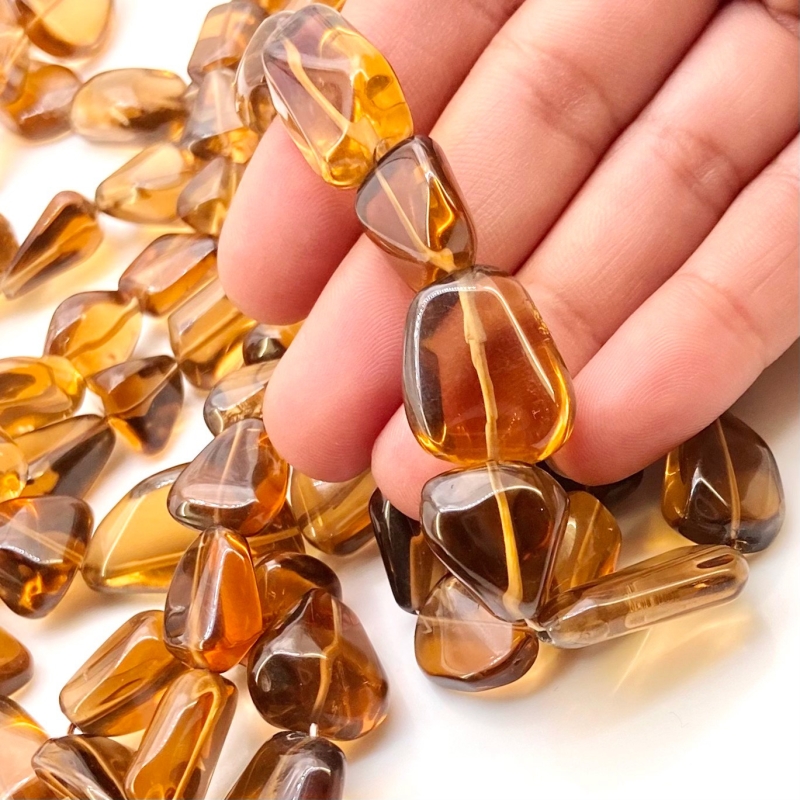 Beer Quartz 12-21mm Smooth Nugget Shape AAA Grade Gemstone Beads Strand - Total 1 Strand of 16 Inch.