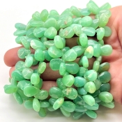 Chrysoprase 11-12mm  Pear Shape AA Grade Gemstone Beads Strand - Total 1 Strand of 8 Inch.