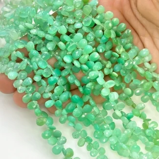 Chrysoprase 6-7mm Briolette Pear Shape AA Grade Gemstone Beads Strand - Total 1 Strand of 8 Inch.