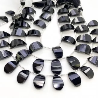 Black Spinel 14-17mm Briolette Fancy Shape AAA Grade Gemstone Beads Lot - Total 5 Strands of 8 Inch.