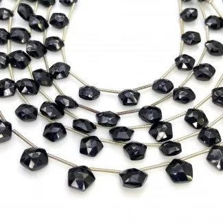 Black Spinel 8.5-9.5mm Briolette Hexagon Shape AAA Grade Gemstone Beads Lot - Total 7 Strands of 8 Inch.