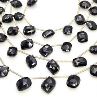 Black Spinel 11-13mm Briolette Mango Shape AAA Grade Gemstone Beads Lot - Total 6 Strands of 8 Inch.
