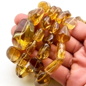 Beer Quartz 10-30mm Smooth Nugget Shape A Grade Gemstone Beads Lot - Total 4 Strands of 16 Inch.