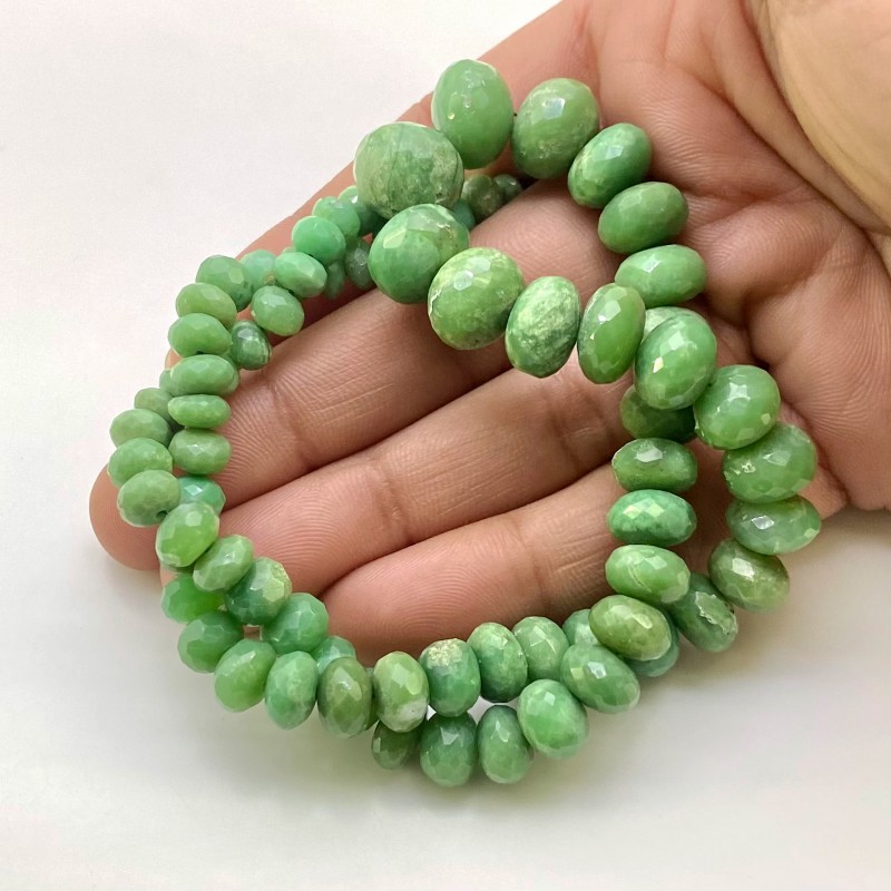 Chrysoprase 5.5-12mm Faceted Rondelle Shape AA Grade Gemstone Beads Strand - Total 1 Strand of 16 Inch.