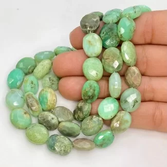 Chrysoprase 11-14mm Faceted Oval Shape A Grade Gemstone Beads Lot - Total 11 Strands of 10 Inch.