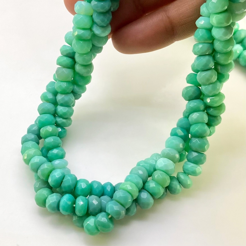 Chrysoprase 7-7.5mm Faceted Rondelle Shape AA+ Grade Gemstone Beads Strand - Total 1 Strand of 13 Inch.