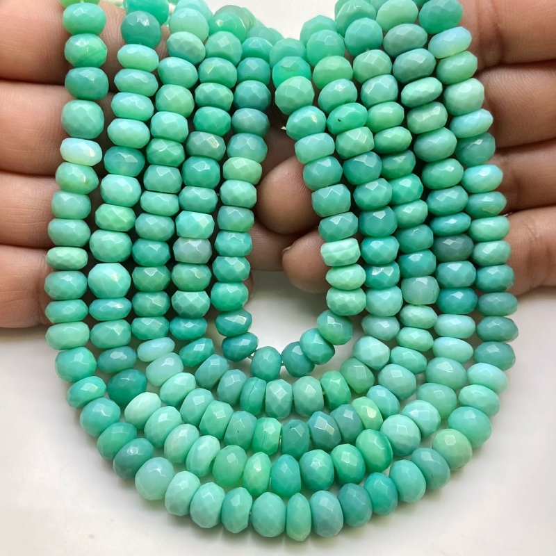 Chrysoprase 7-7.5mm Faceted Rondelle Shape AA+ Grade Gemstone Beads Strand - Total 1 Strand of 13 Inch.