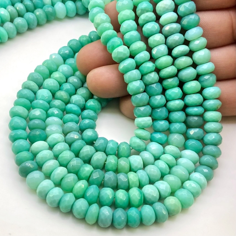 Chrysoprase 7-7.5mm Faceted Rondelle Shape AA+ Grade Gemstone Beads Strand - Total 1 Strand of 13 Inch.