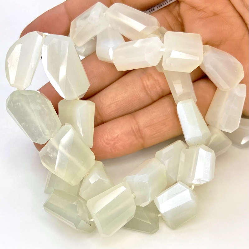 White Moonstone 12-21mm Step Cut Nugget Shape AAA Grade Gemstone Beads Strand - Total 1 Strand of 16 Inch.