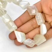 White Moonstone 12-21mm Step Cut Nugget Shape AAA Grade Gemstone Beads Strand - Total 1 Strand of 16 Inch.
