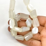 White Moonstone 12-21mm Step Cut Nugget Shape AAA Grade Gemstone Beads Strand - Total 1 Strand of 16 Inch.