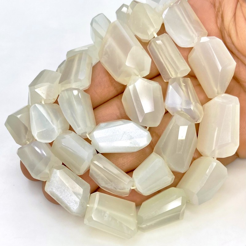 White Moonstone 12-21mm Step Cut Nugget Shape AAA Grade Gemstone Beads Strand - Total 1 Strand of 16 Inch.