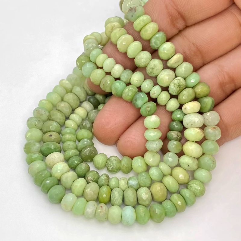Chrysoprase 5-7mm Faceted Rondelle Shape A Grade Gemstone Beads Lot - Total 5 Strands of 14 Inch.