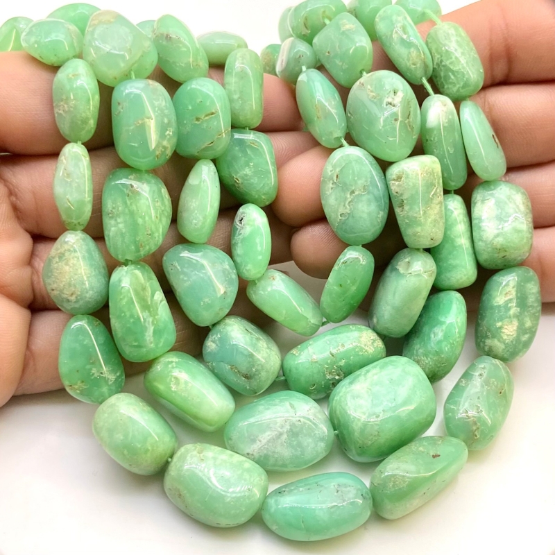 Chrysoprase 10-21mm Smooth Nugget Shape A Grade Gemstone Beads Strand - Total 1 Strand of 16 Inch.