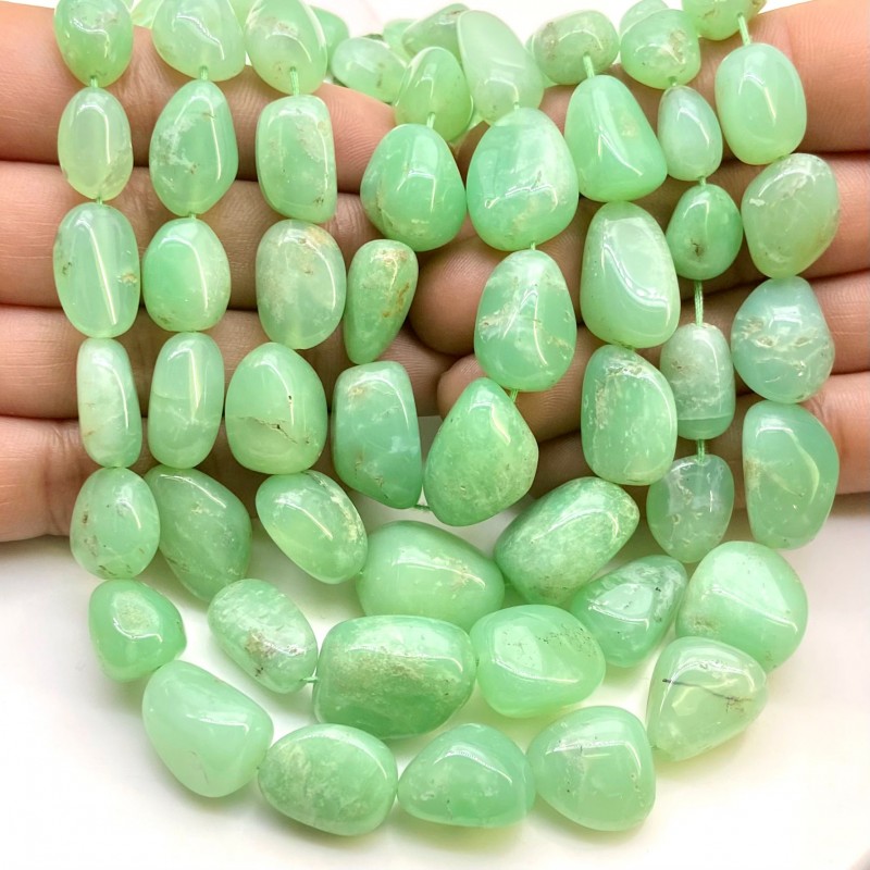Chrysoprase 9-18mm Smooth Nugget Shape A+ Grade Gemstone Beads Strand - Total 1 Strand of 16 Inch.