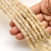 Golden Rutile 5.5-6mm Smooth Wheel Shape A Grade Gemstone Beads Lot - Total 6 Strands of 13 Inch.