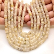 Golden Rutile 5.5-6mm Smooth Wheel Shape A Grade Gemstone Beads Lot - Total 6 Strands of 13 Inch.