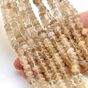 Golden Rutile 7-9mm Smooth Rondelle Shape A Grade Gemstone Beads Strand - Total 1 Strand of 13 Inch.