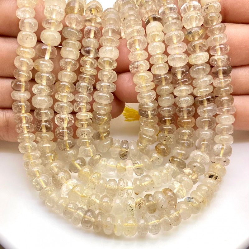 Golden Rutile 7-9mm Smooth Rondelle Shape A Grade Gemstone Beads Strand - Total 1 Strand of 13 Inch.