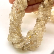 Golden Rutile 7-9mm Smooth Rondelle Shape A Grade Gemstone Beads Strand - Total 1 Strand of 13 Inch.