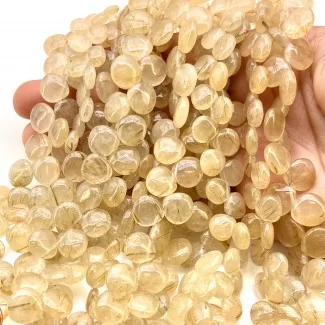 Golden Rutile 8-10mm Smooth Heart Shape A+ Grade Gemstone Beads Lot - Total 12 Strands of 8 Inch.