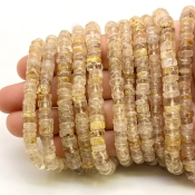 Golden Rutile 6-6.5mm Smooth Wheel Shape A Grade Gemstone Beads Lot - Total 11 Strands of 13 Inch.