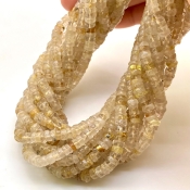 Golden Rutile 5-6mm Smooth Wheel Shape A Grade Gemstone Beads Lot - Total 12 Strands of 13 Inch.