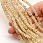 Golden Rutile 5-6mm Smooth Wheel Shape A Grade Gemstone Beads Lot - Total 12 Strands of 13 Inch.