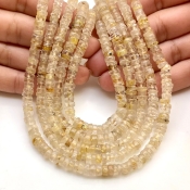 Golden Rutile 5-6mm Smooth Wheel Shape A Grade Gemstone Beads Lot - Total 12 Strands of 13 Inch.