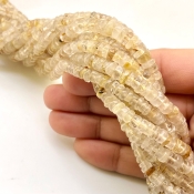 Golden Rutile 5-6mm Smooth Wheel Shape A Grade Gemstone Beads Lot - Total 12 Strands of 13 Inch.