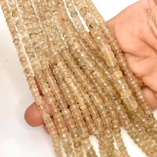 Golden Rutile 4-7mm Faceted Rondelle Shape AA+ Grade Gemstone Beads Lot - Total 12 Strands of 13 Inch.