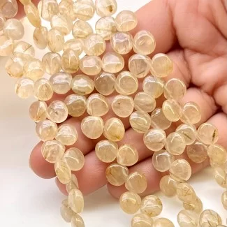 Golden Rutile 8-10mm Smooth Heart Shape A+ Grade Gemstone Beads Lot - Total 13 Strands of 8 Inch.