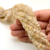 Golden Rutile 6-8mm Smooth Wheel Shape A Grade Gemstone Beads Lot - Total 11 Strands of 13 Inch.