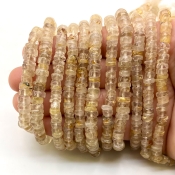 Golden Rutile 6-8mm Smooth Wheel Shape A Grade Gemstone Beads Lot - Total 11 Strands of 13 Inch.