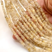 Golden Rutile 6-8mm Smooth Wheel Shape A Grade Gemstone Beads Lot - Total 11 Strands of 13 Inch.