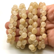 Golden Rutile 6-10mm Smooth Onion Shape A+ Grade Gemstone Beads Lot - Total 4 Strands of 8 Inch.