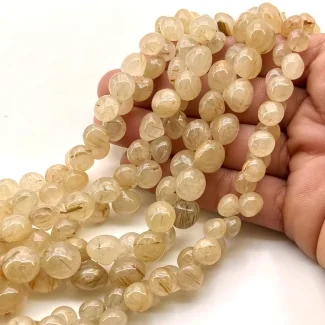 Golden Rutile 6-10mm Smooth Onion Shape A+ Grade Gemstone Beads Lot - Total 4 Strands of 8 Inch.