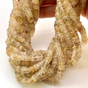 Golden Rutile 6.5-7mm Smooth Wheel Shape AA Grade Gemstone Beads Lot - Total 11 Strands of 13 Inch.