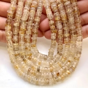 Golden Rutile 6.5-7mm Smooth Wheel Shape AA Grade Gemstone Beads Lot - Total 11 Strands of 13 Inch.