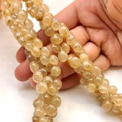 Golden Rutile 6-9mm Smooth Onion Shape A+ Grade Gemstone Beads Lot - Total 5 Strands of 8 Inch.