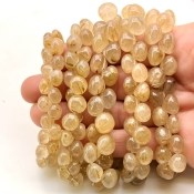 Golden Rutile 6-9mm Smooth Onion Shape A+ Grade Gemstone Beads Lot - Total 5 Strands of 8 Inch.