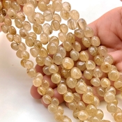 Golden Rutile 6-9mm Smooth Onion Shape A+ Grade Gemstone Beads Lot - Total 5 Strands of 8 Inch.