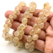 Golden Rutile 6-10mm Smooth Onion Shape A+ Grade Gemstone Beads Lot - Total 3 Strands of 8 Inch.